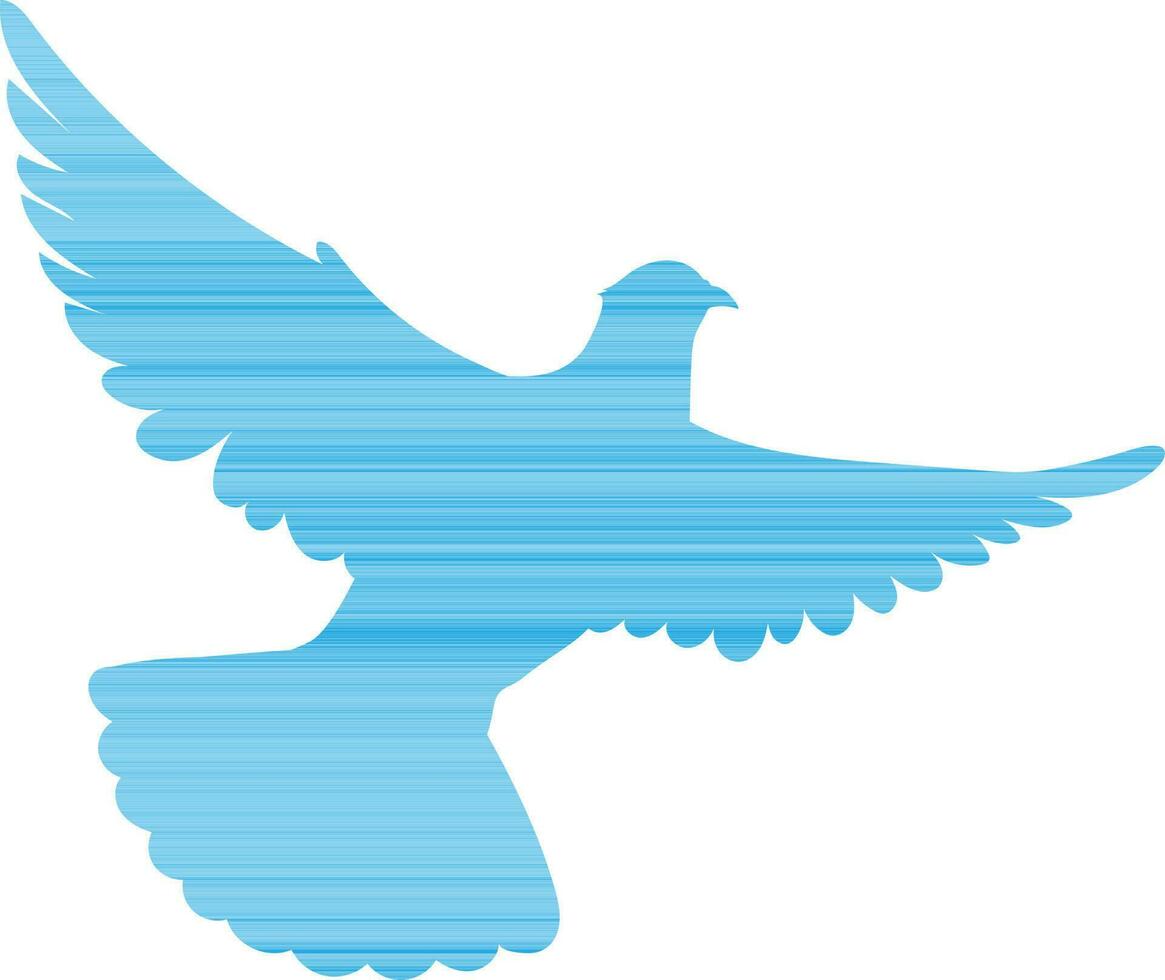 Silhouette flying dove bird in blue color. vector