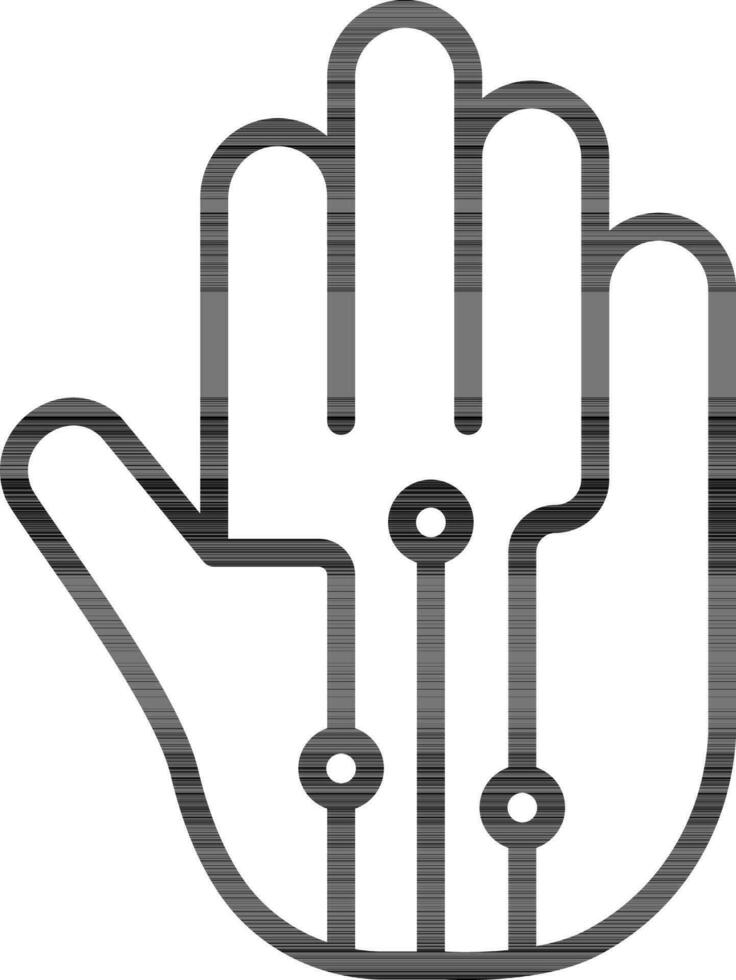 Black line art illustration of VR glove icon. vector