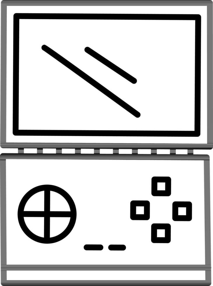 Game Boy OR Folding Game Console icon in black line art. vector