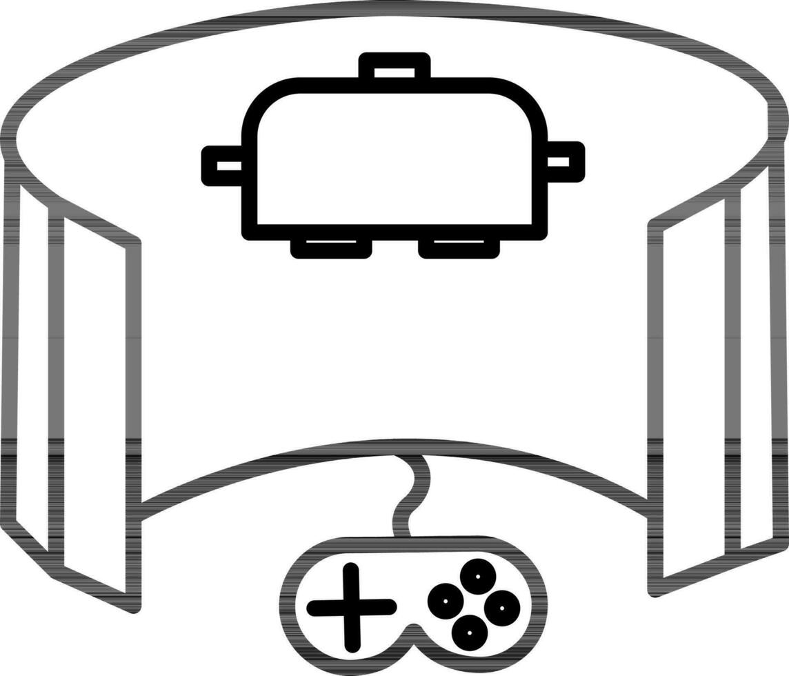Flat Style Train Video Game Virtual Screen Icon in Line Art. vector
