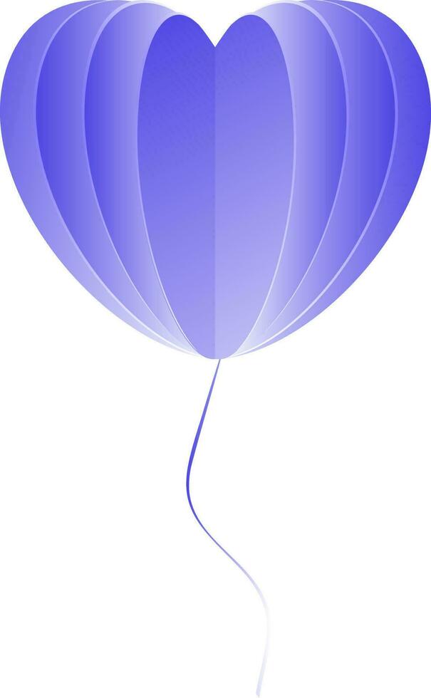 Blue origami paper cut heart balloon on white background. vector