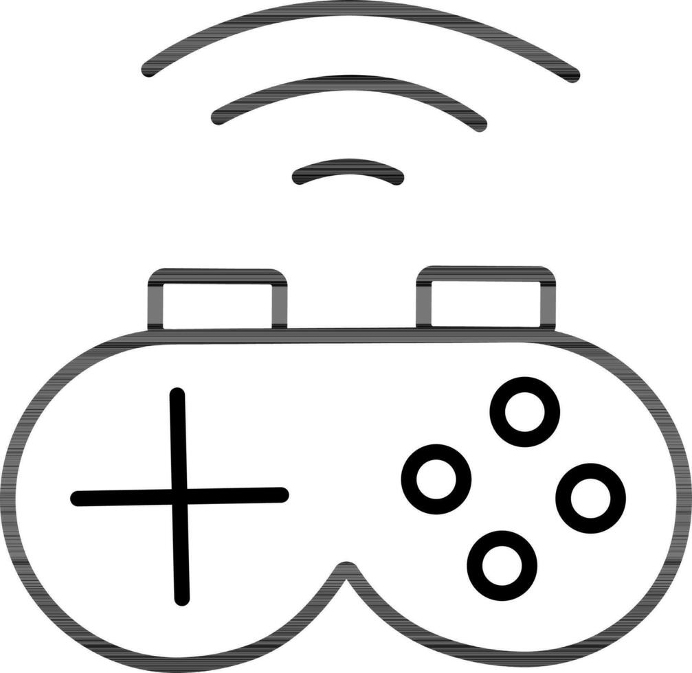 Wifi Gamepad Icon in Thin Line Art. vector