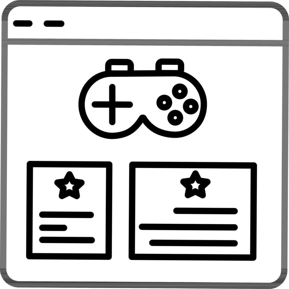 Video Game Rating List on Web Page Icon in Line Art. 24369508