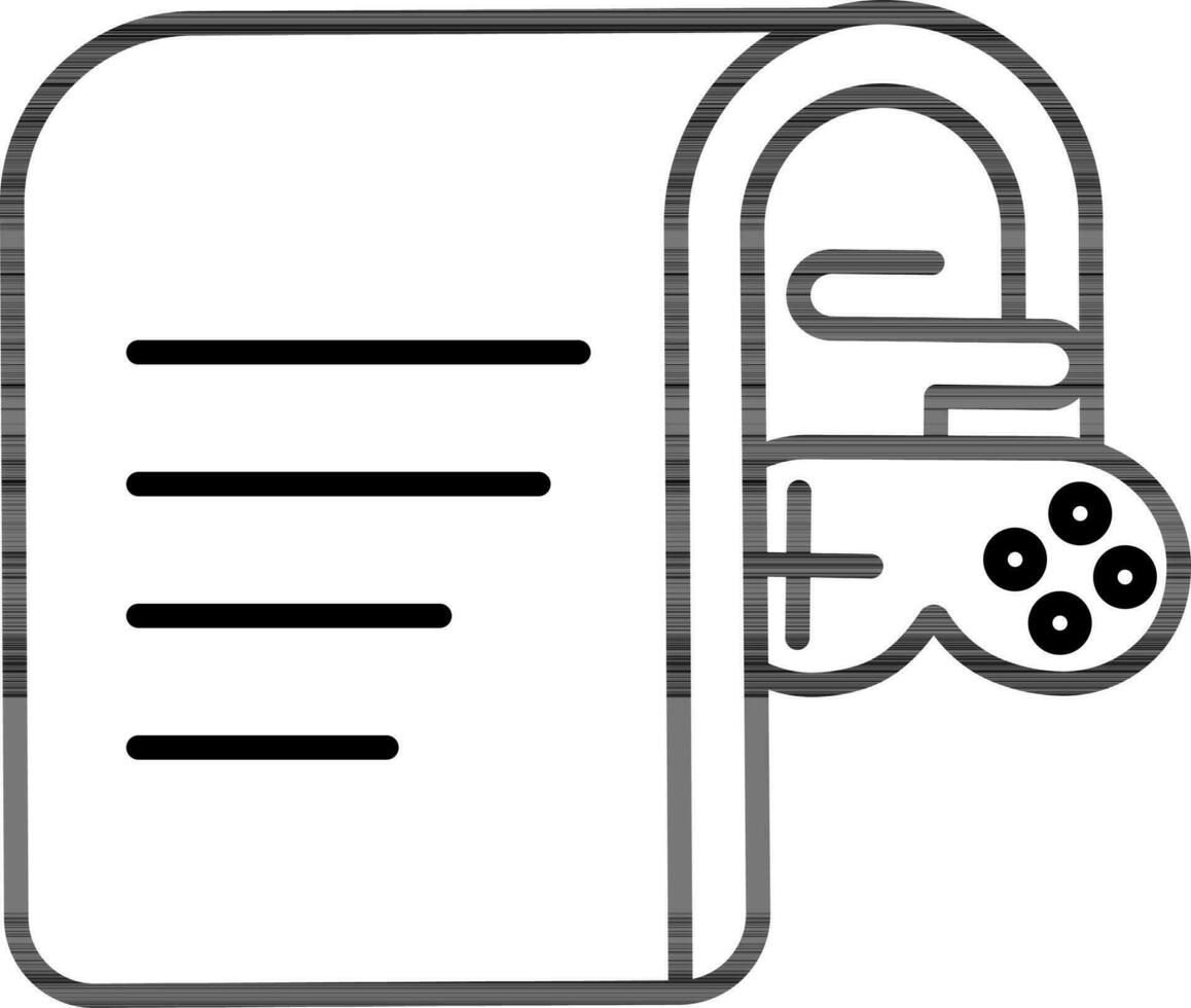 Line Art Illustration of Video Game List with Gamepad Icon. vector