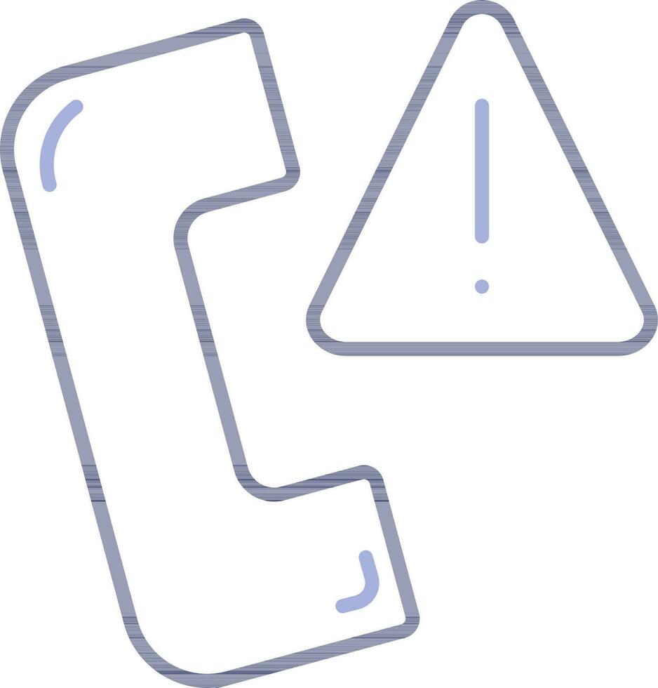 Warning Phone Call icon in blue outline. vector