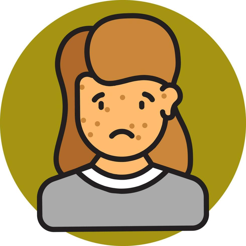 Infection in Female Face icon on green round background. vector