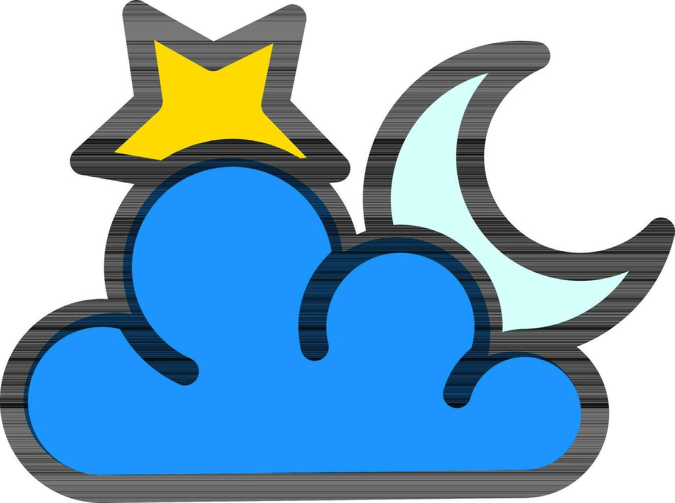 Midnight or Cloud with Star and Moon icon in flat style. vector