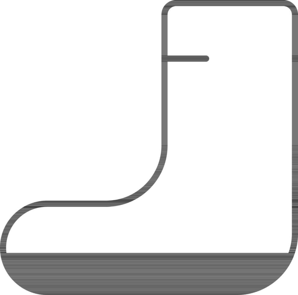 plano estilo bota icono en negro y blanco color. vector