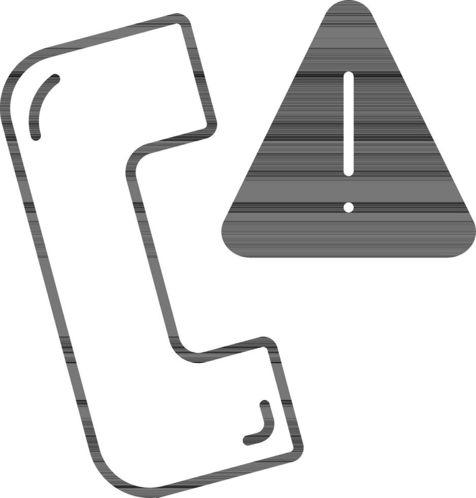 Warning Phone Call icon in black outline. vector