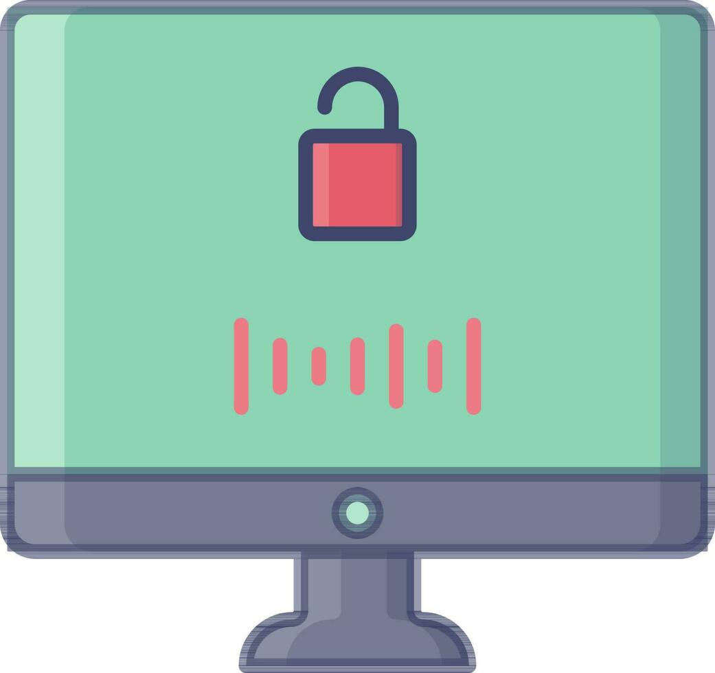 Open login password in desktop screen icon or symbol. vector