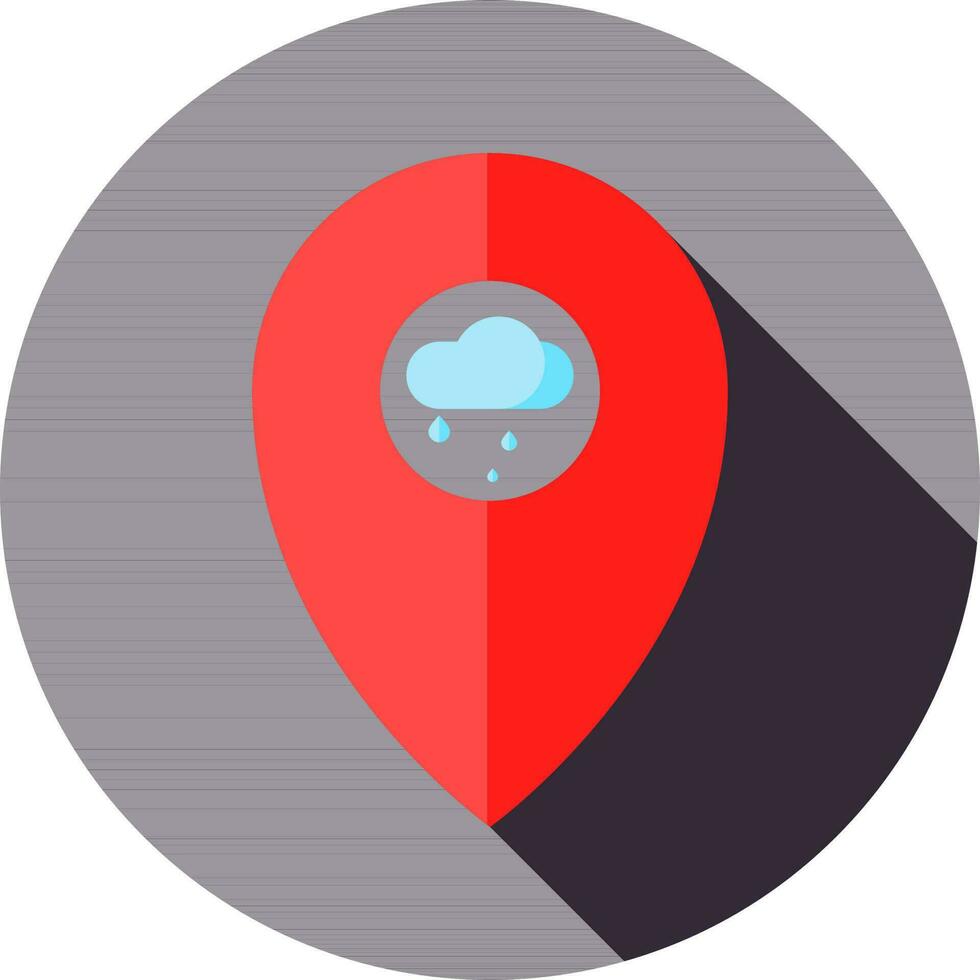Rain Location Point icon in red color. vector