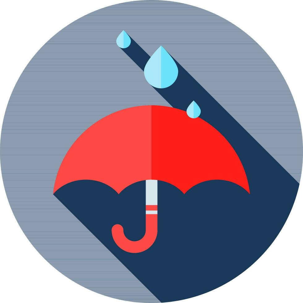 Rain with Umbrella icon in red and blue color. vector