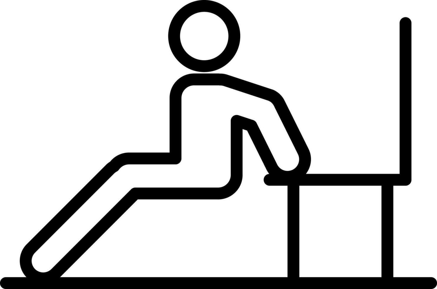 Human doing chair dip exercise icon in black line art. vector