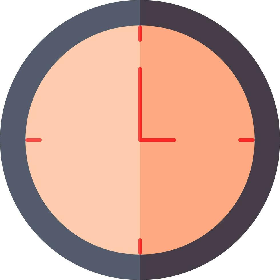 Wall clock icon in gray and orange color. vector