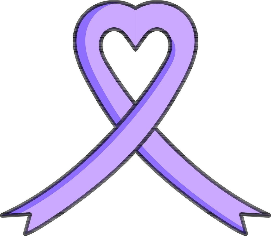 Heart Shape Awareness Ribbon icon in Purple color. 24369726 Vector Art