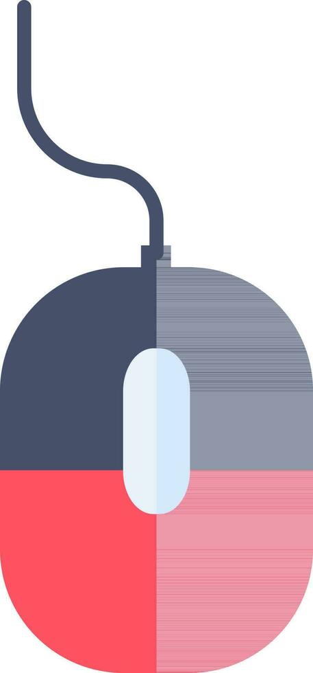 Mouse with Cable Icon in blue and red color. vector