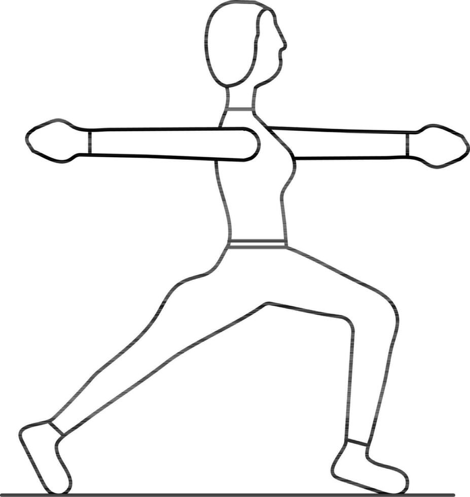 joven dama haciendo yoga guerrero 2 actitud icono en línea Arte. vector