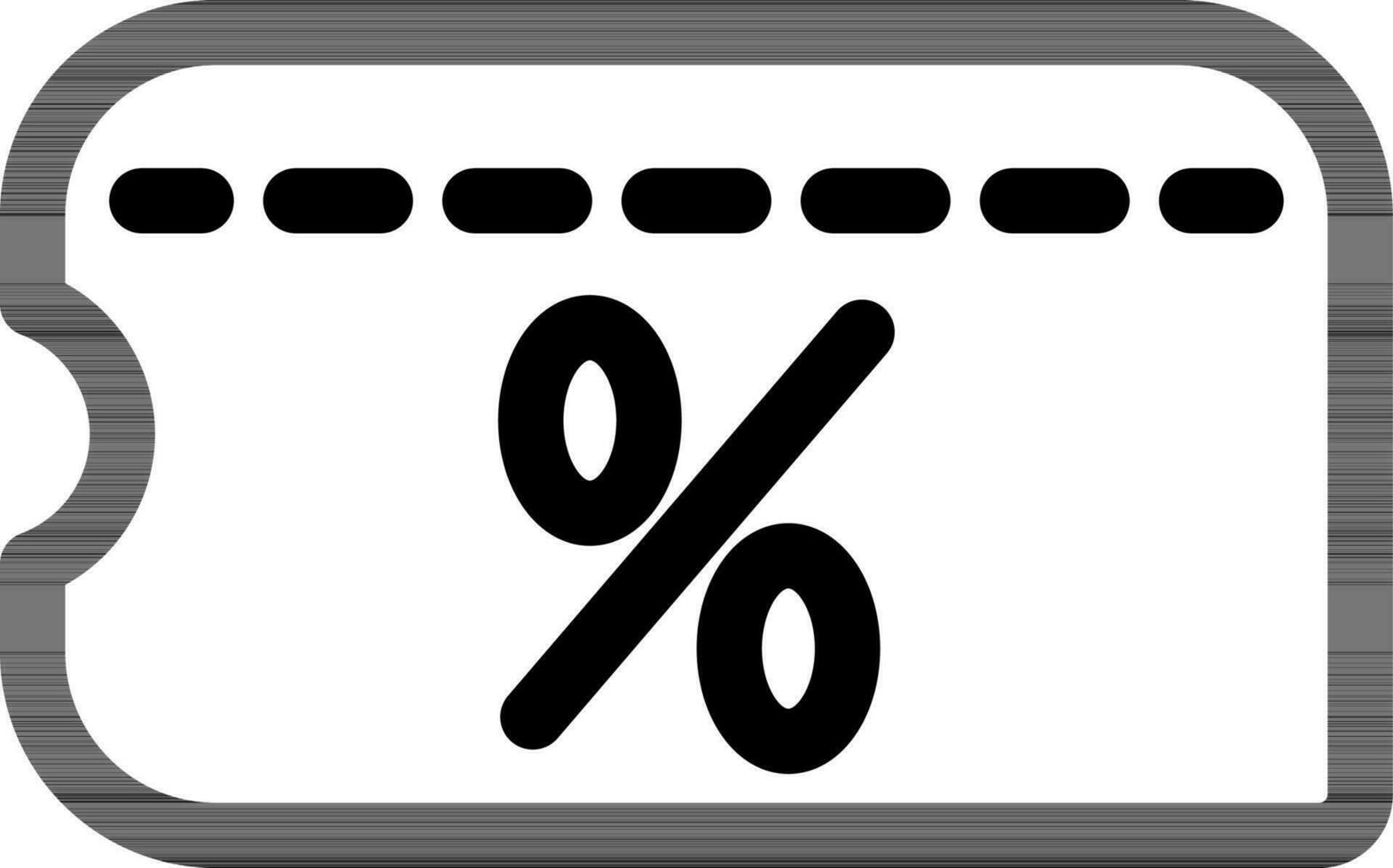 Black line art illustration of Discount voucher icon. vector