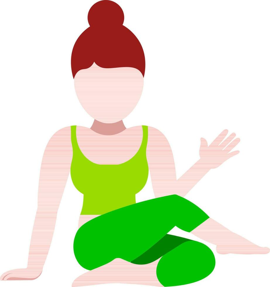 Faceless woman sitting in ardha matsyendrasana pose icon. vector