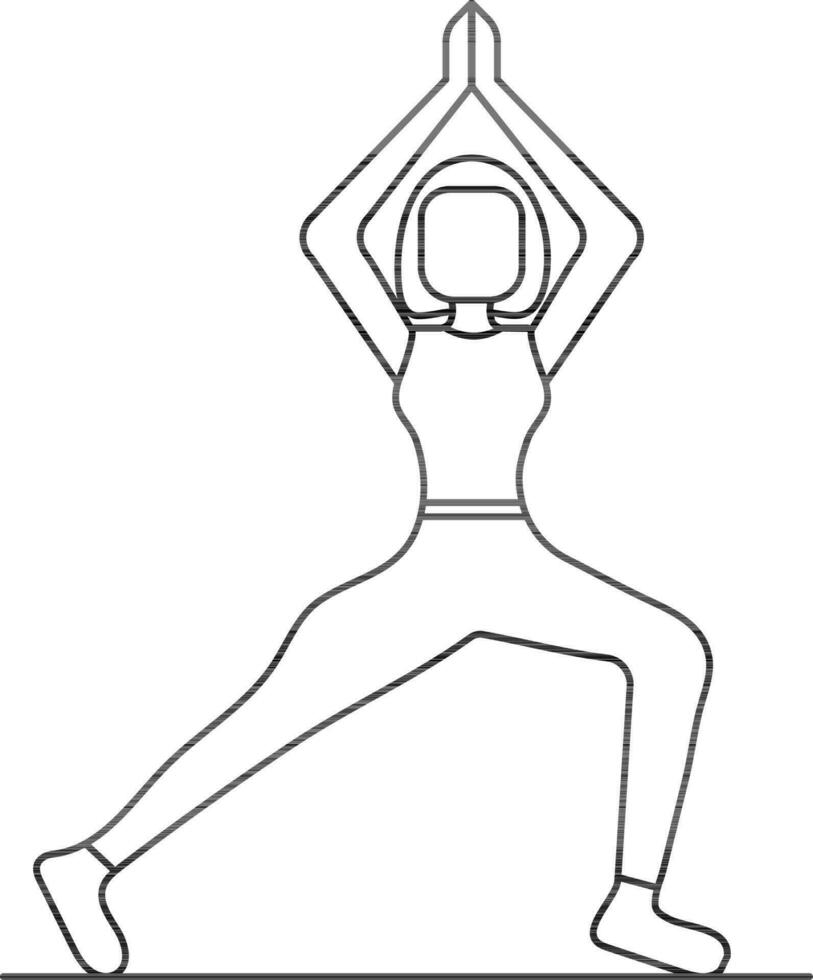 Young Woman Doing Yoga in Low Lunge Pose Line Art Icon. vector