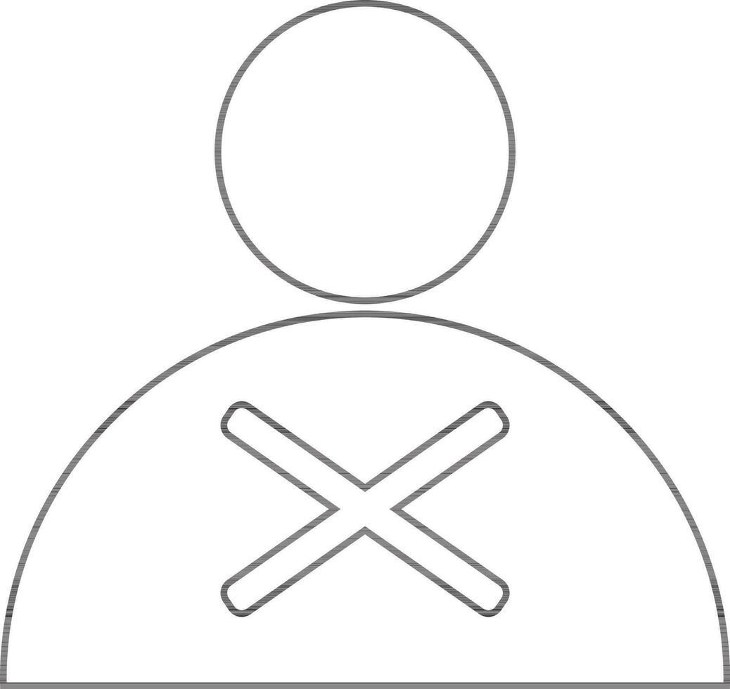 Character of man with rejected sign. vector