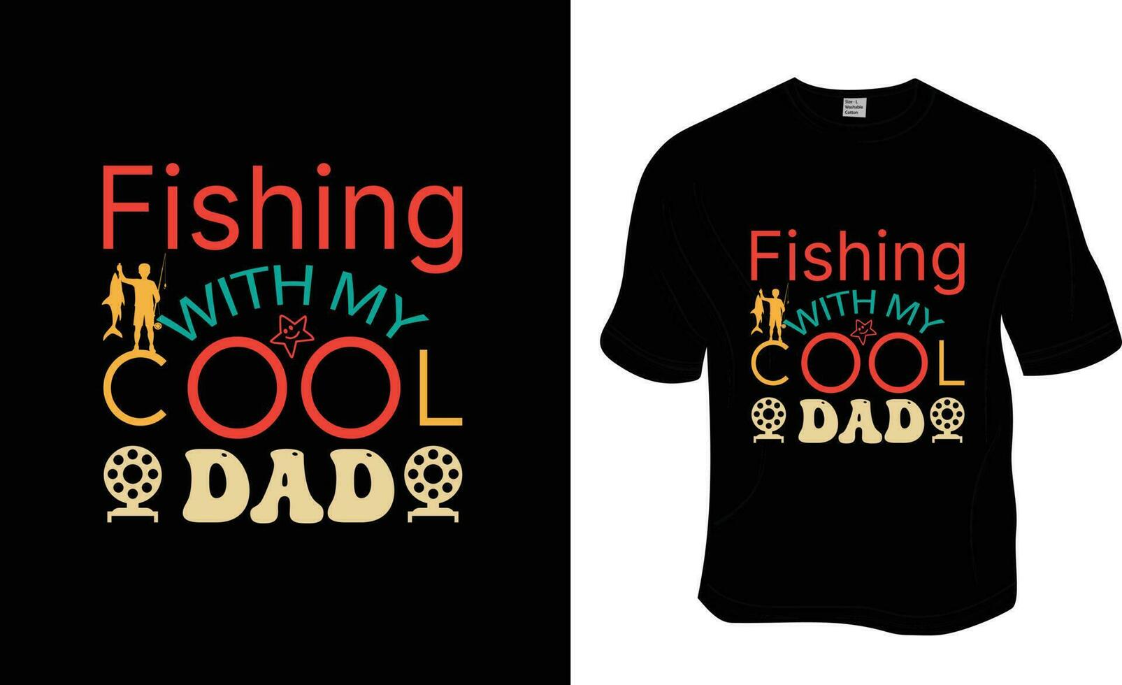 Fishing with my cool dad, Fishing, Father's Day, Dad lover T-shirt Design. Ready to print for apparel, poster, and illustration. Modern, simple, lettering. vector