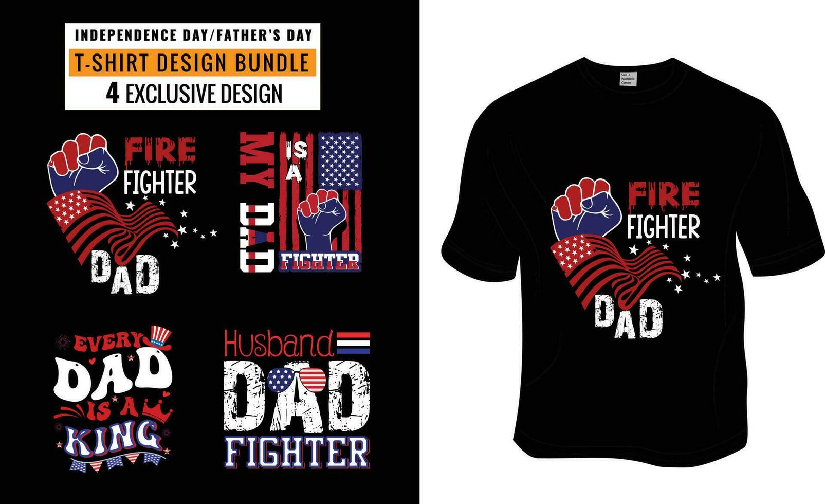 Independence Day, Father's Day, Dad lover T-shirt Design Bundle. Ready to print for apparel, poster, and illustration. Modern, simple, lettering. vector