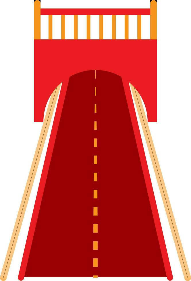 túnel con la carretera en rojo y naranja color. vector