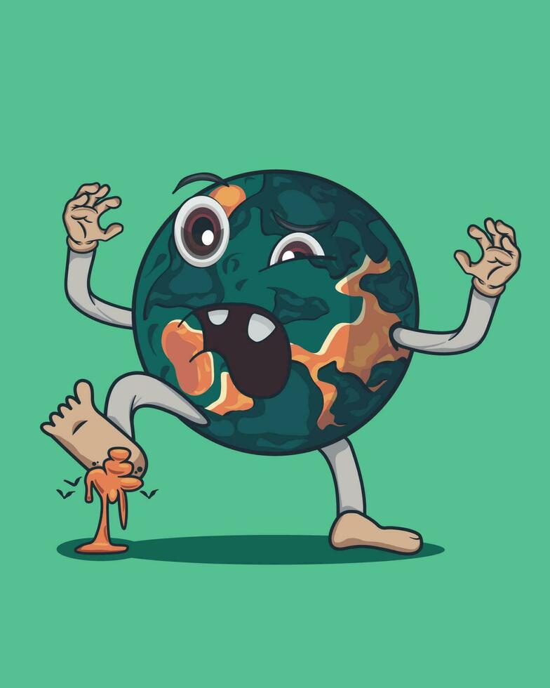 vector earth trimple dirt with cute globe illustration