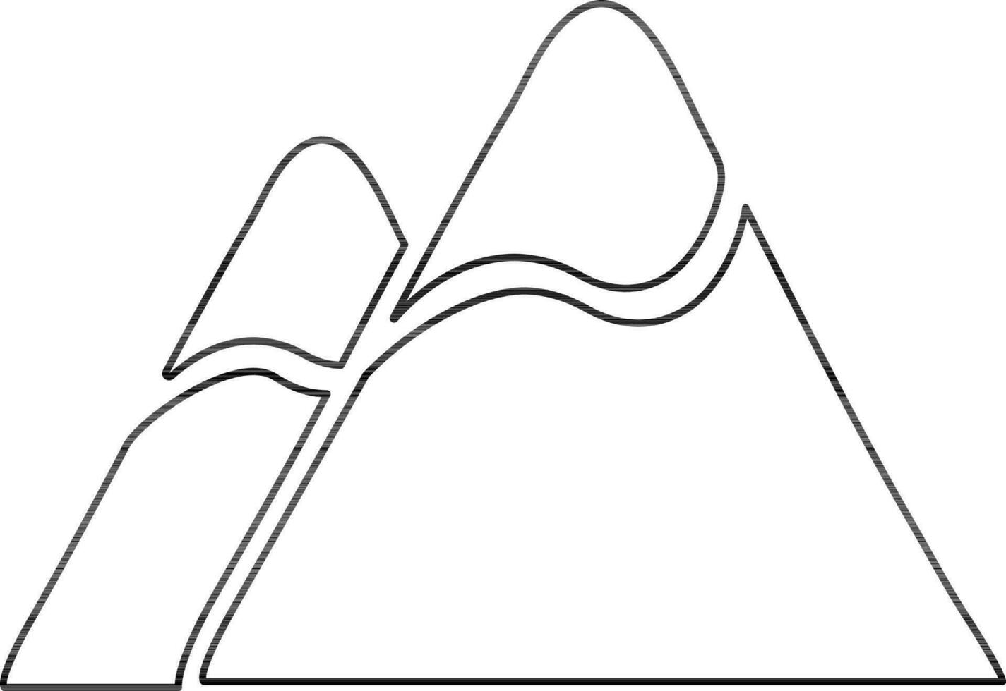 Mountain in black line art. vector