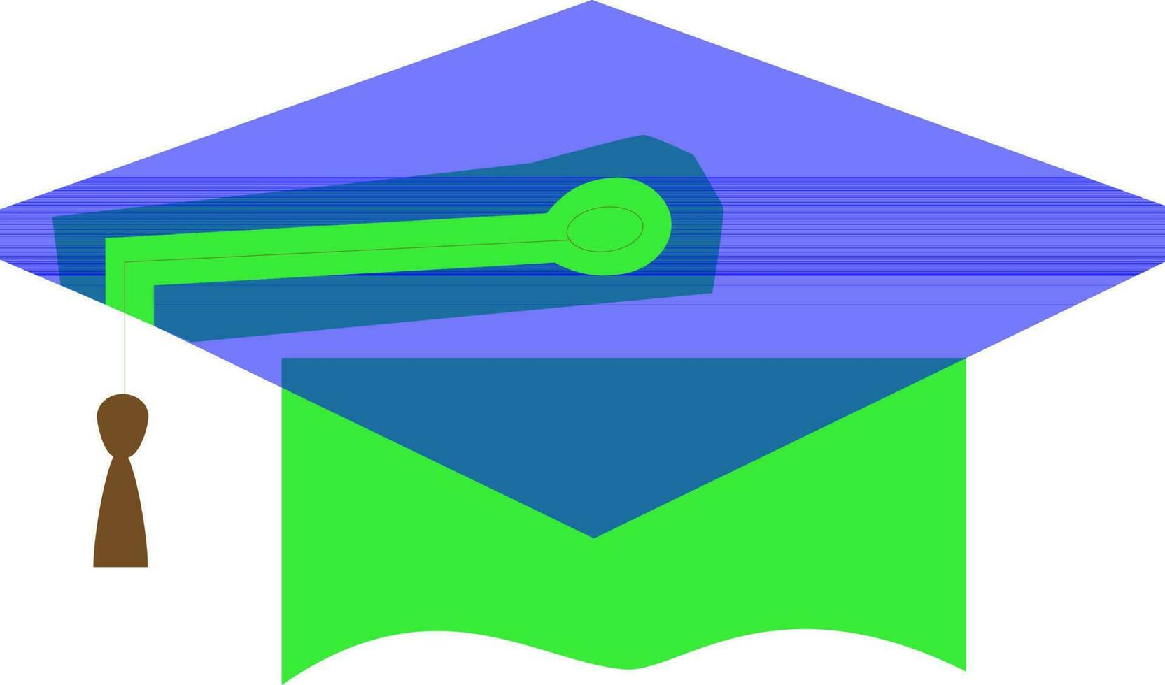 Mortarboard in blue and green color. vector