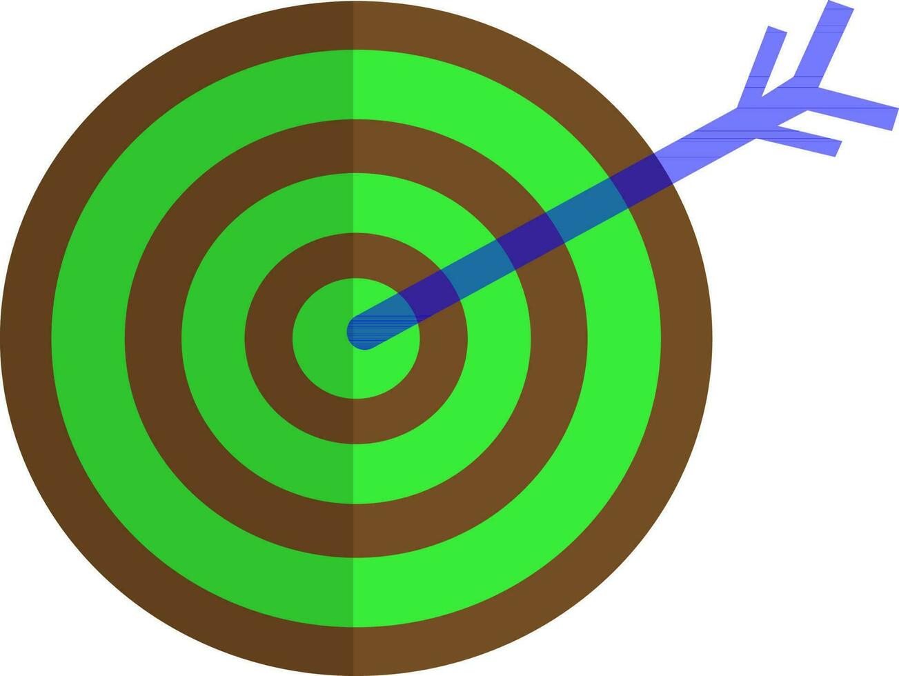Blue target arrow with bullseye in green and brown color. vector
