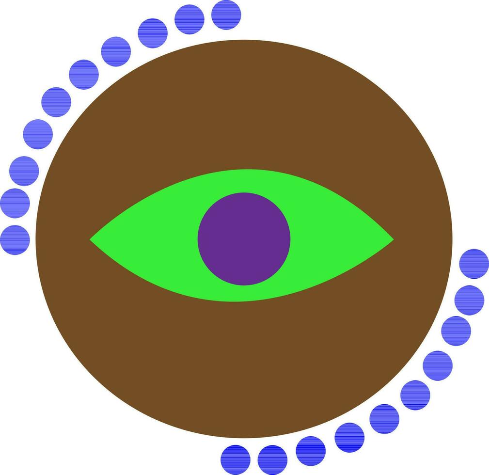 Blue dotted decorated eye lens in green and brown color. vector
