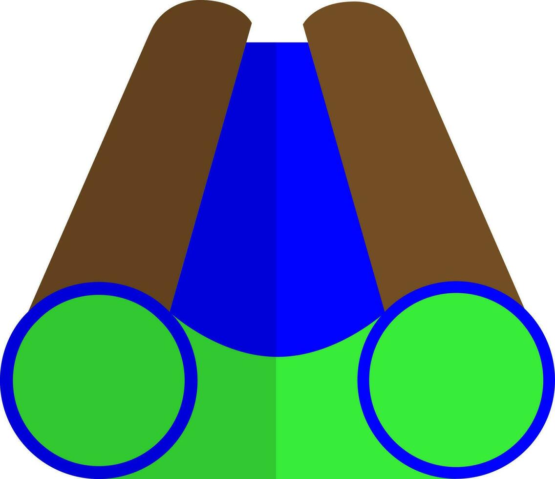 Brown and green binoculars. vector