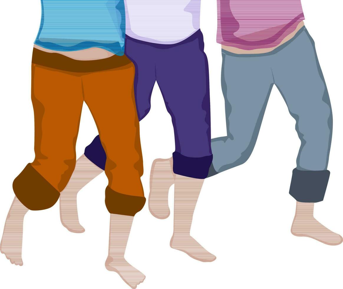Character of three friends walking together. vector