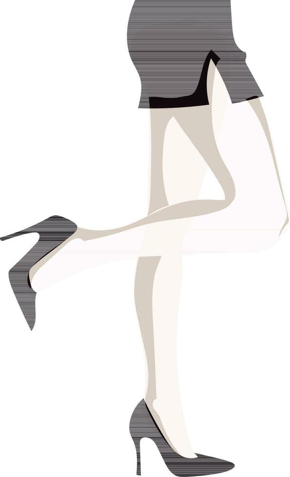 Illustration of young girl legs wearing high heels. vector
