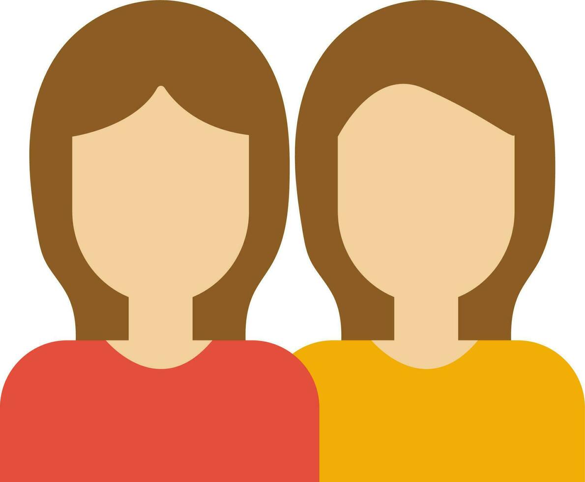 Faceless girls wearing red and yellow dress. vector