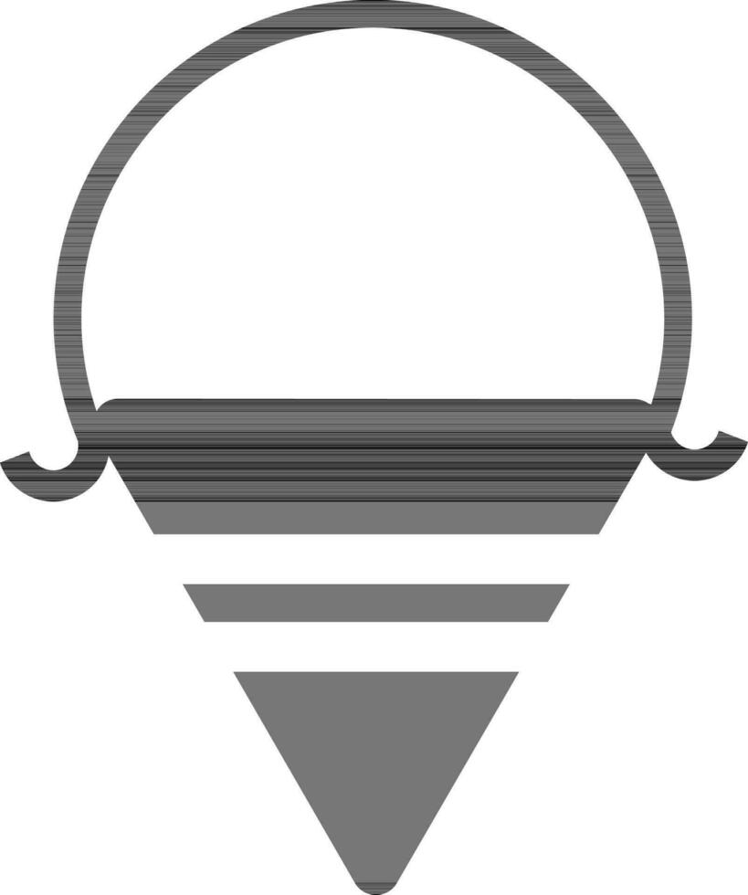 Black color icon of fire bucket in flat style. vector