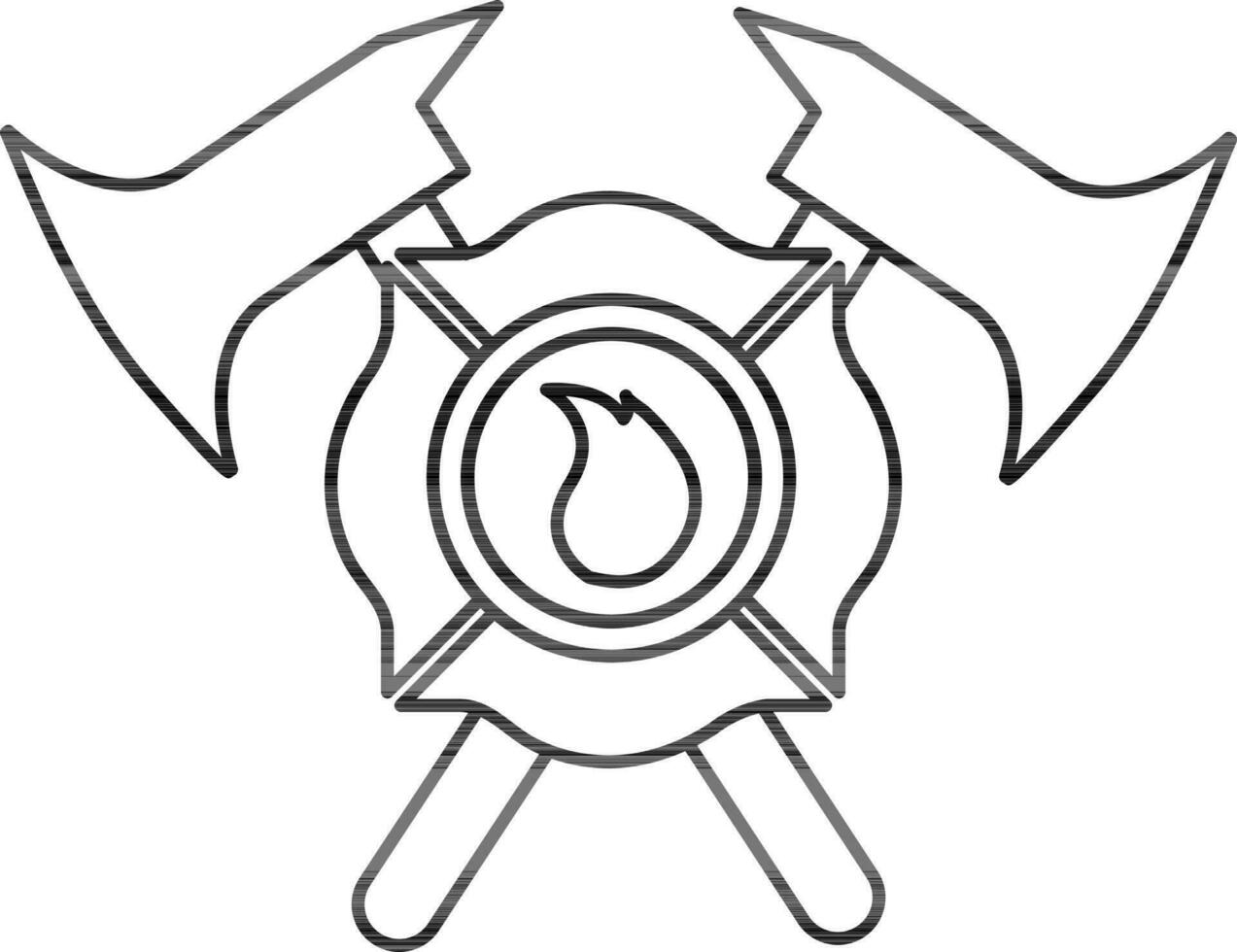 Fire department emblem with cross fire axe. vector