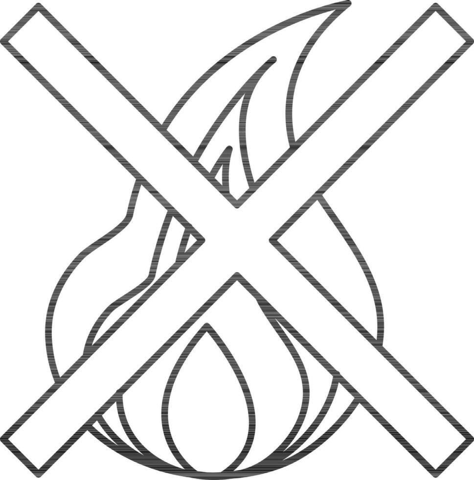 Icon of no fire sign in flat style. vector