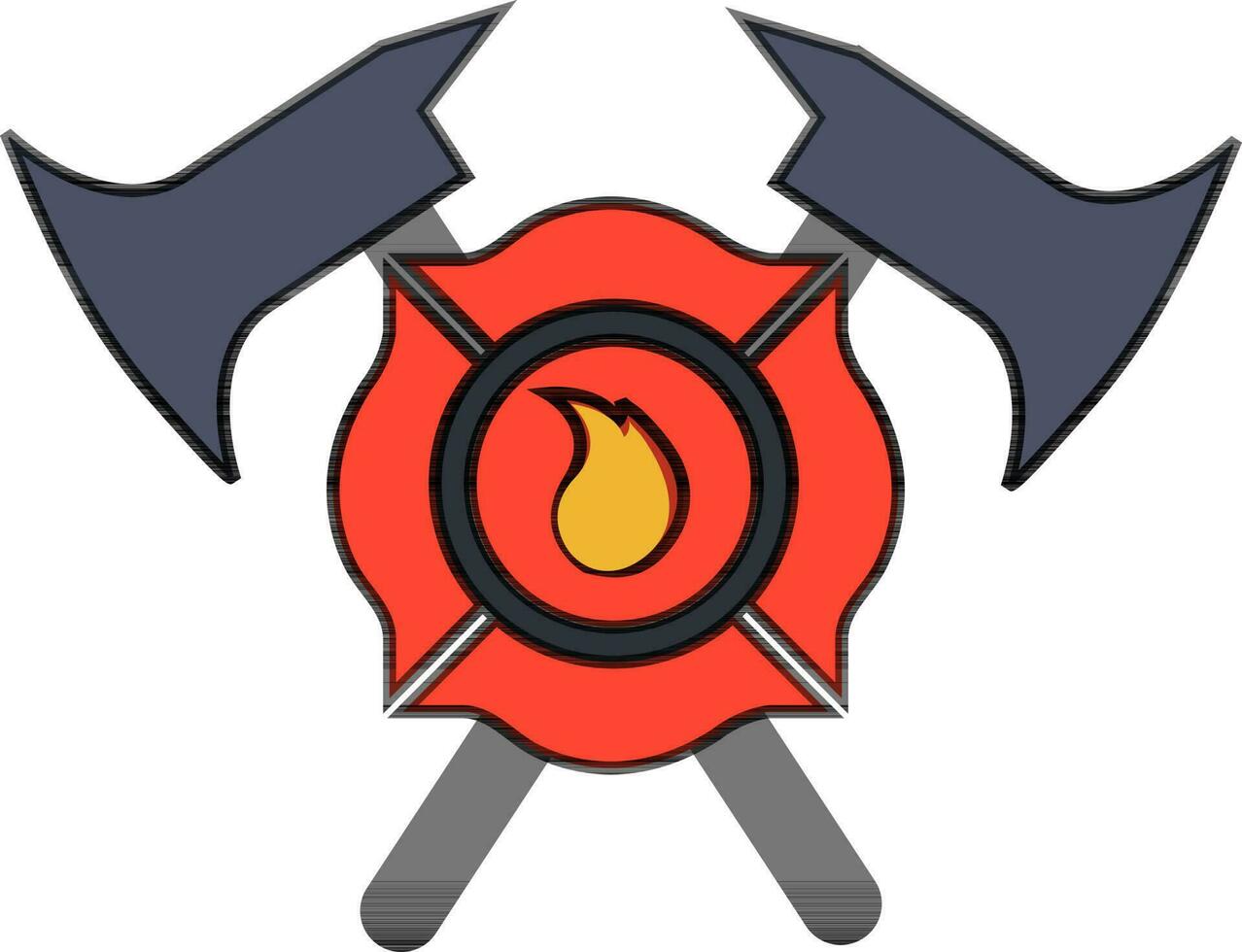 Fire department emblem with cross fire axe. vector