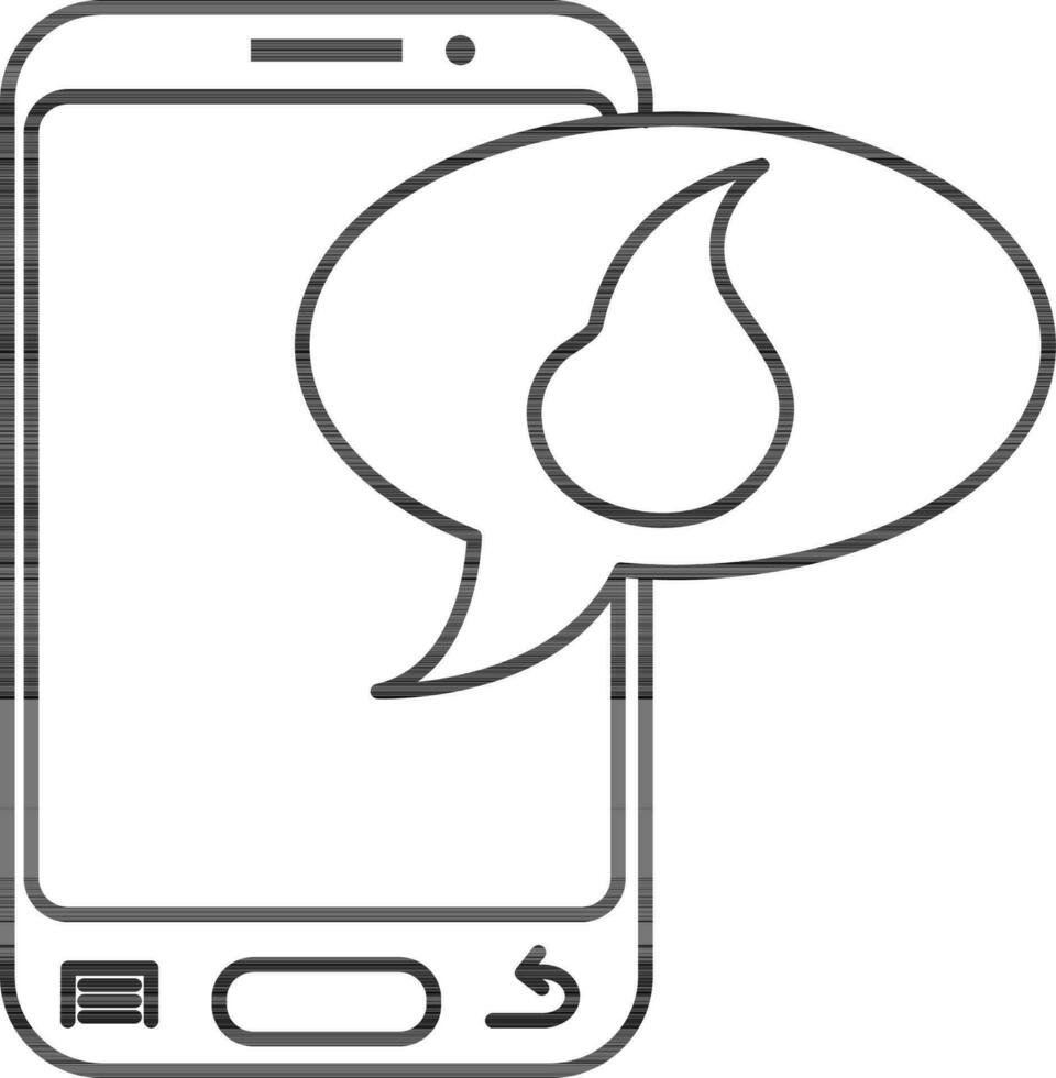 Smartphone with fire symbol in flat style. vector