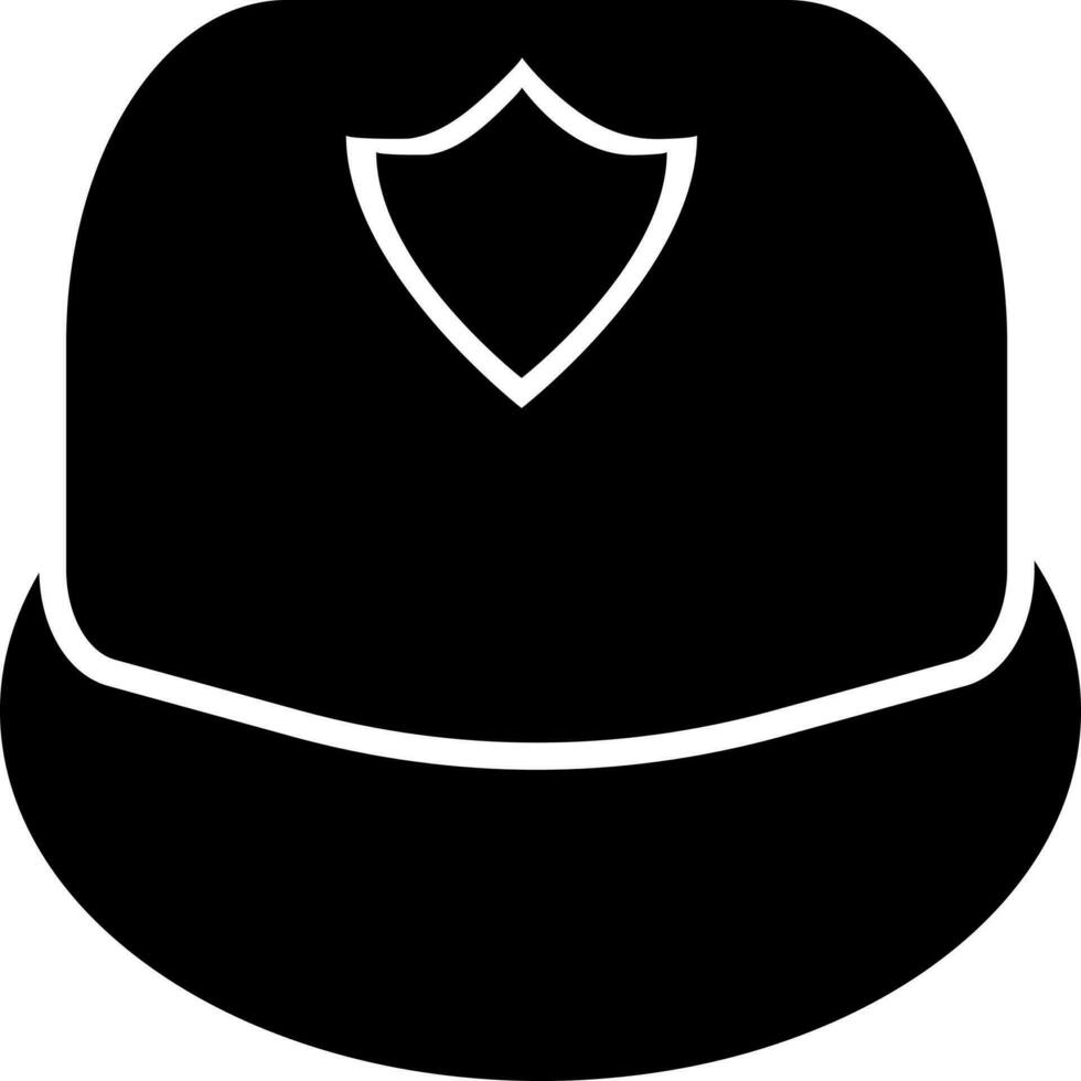 Icon of fireman helmet in black color. vector