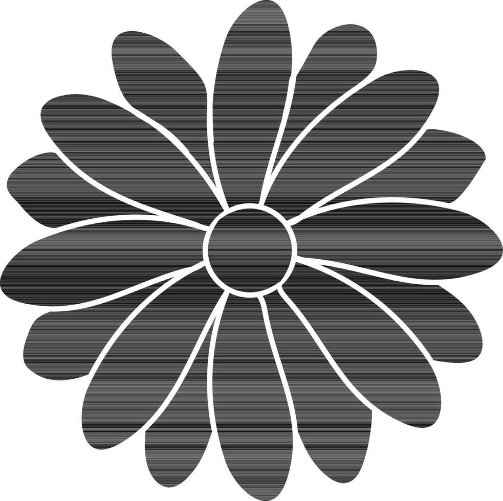 Flat black and white flower design. vector