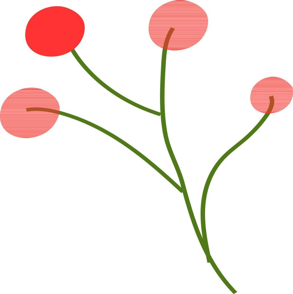 Red bud flowers in flat style. vector