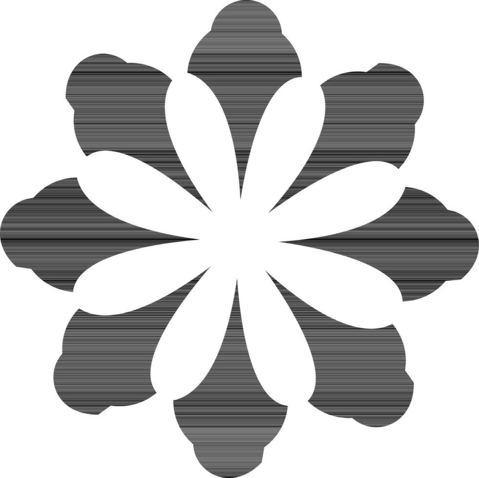 White and black illustration of flower. vector