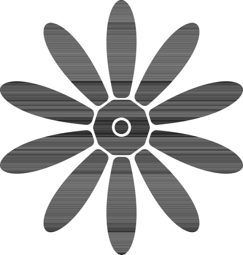 Black color beautiful flower in flat style. vector