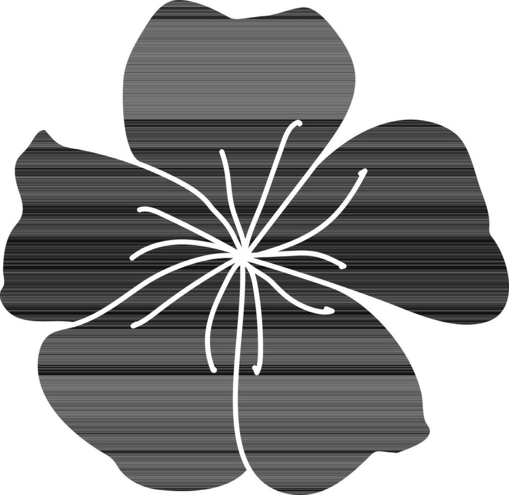 plano pictograma de flor en negro y whte color. vector