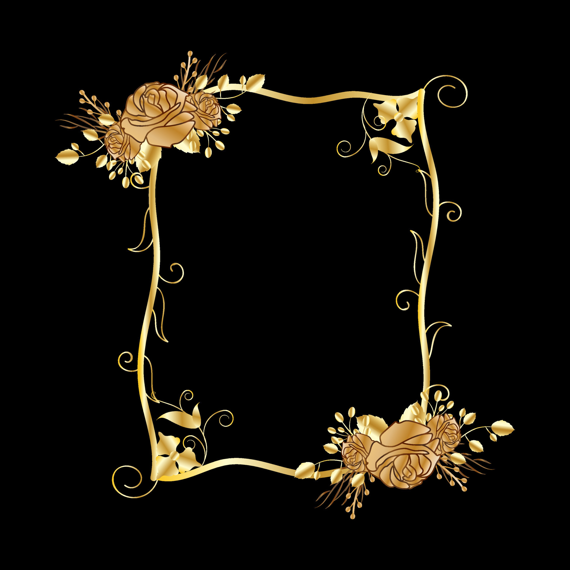 Decorate frame with flowers on black background in illustration