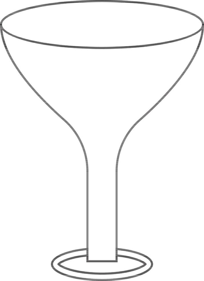 Isolated cocktail glass in black line art. vector